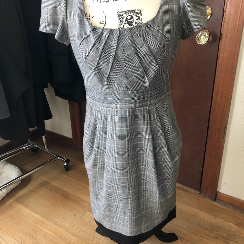 Manoukian Plaid Dress Pleat Detail On Bodice